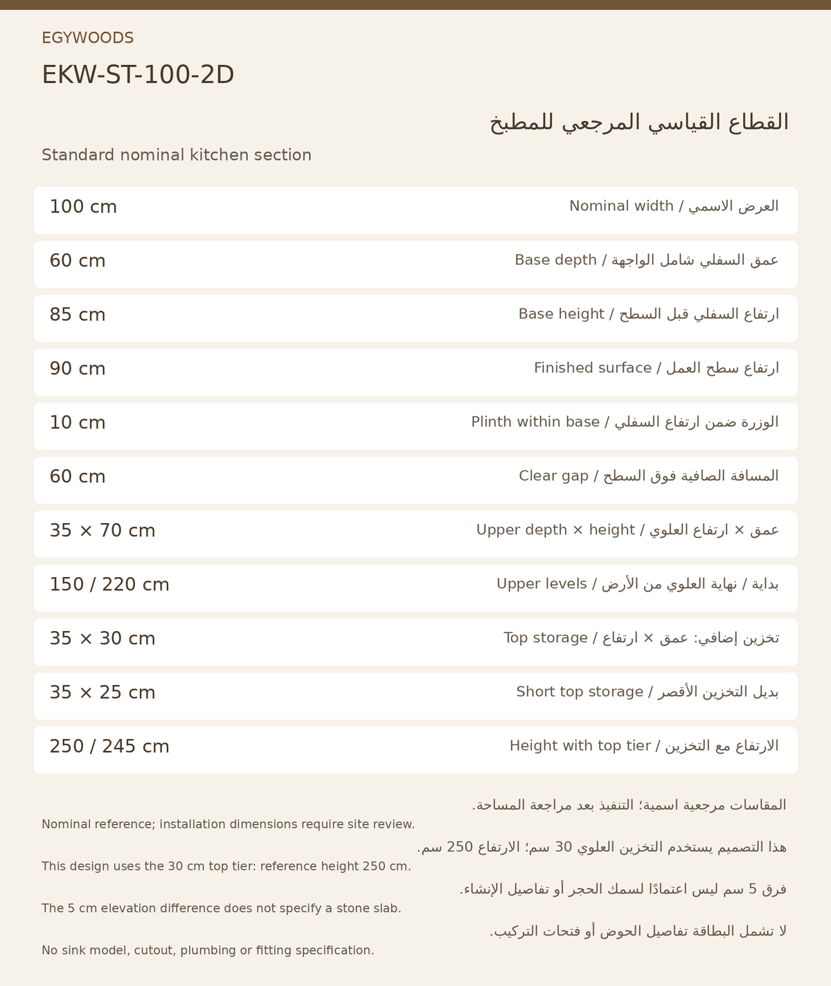 EKW-ST-100-2D — الأبعاد المرجعية الاسمية / Nominal dimensions