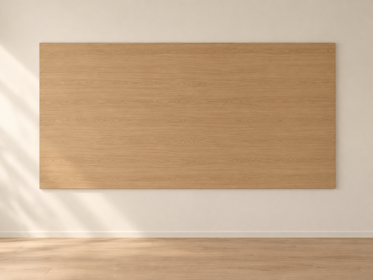 لوح فاتح هادئ — Light wood-look TV wall panel